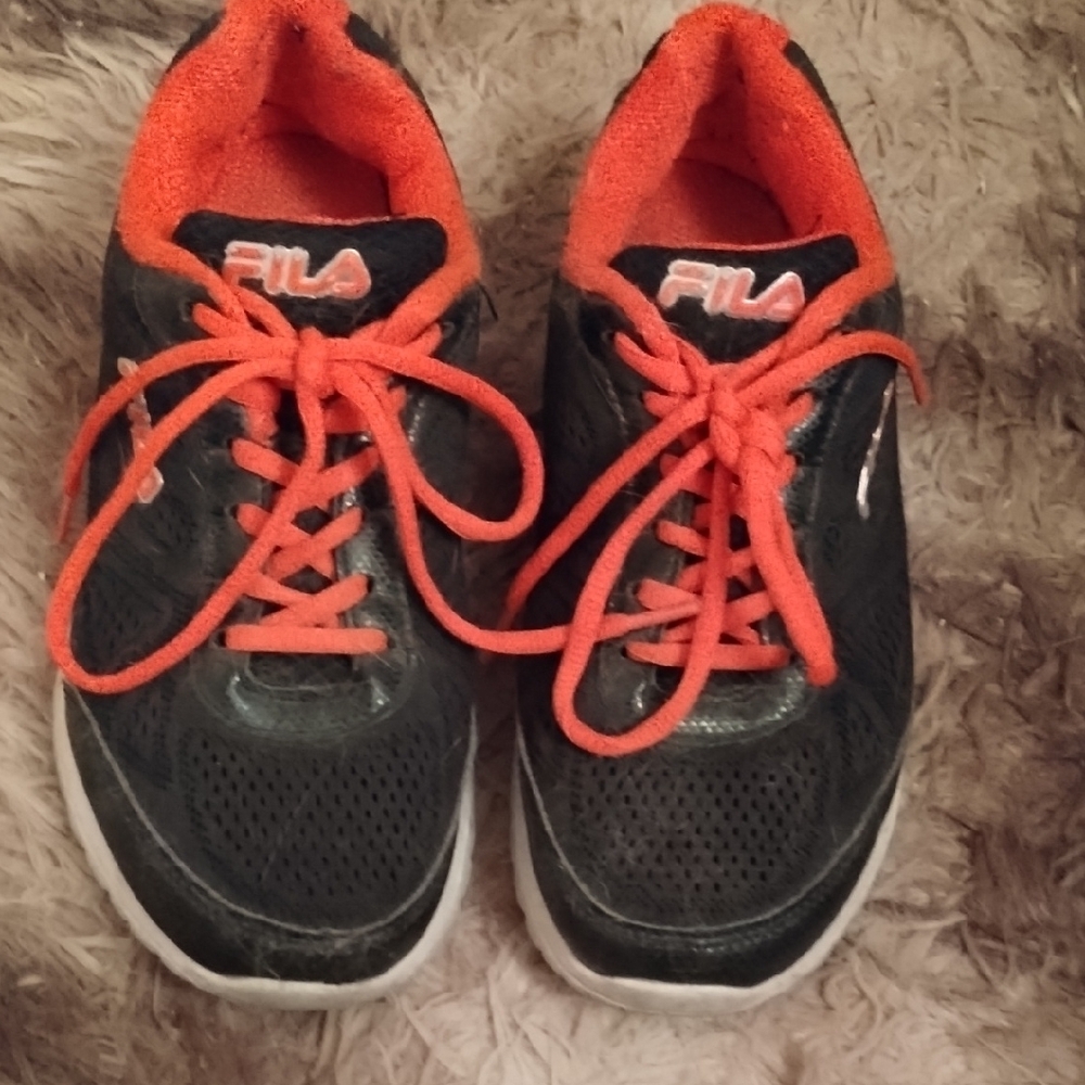 Fila Black and Bright Orange Athletic Shoes